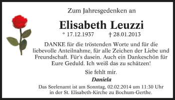 Traueranzeige von Elisabeth Leuzzi von Tageszeitung